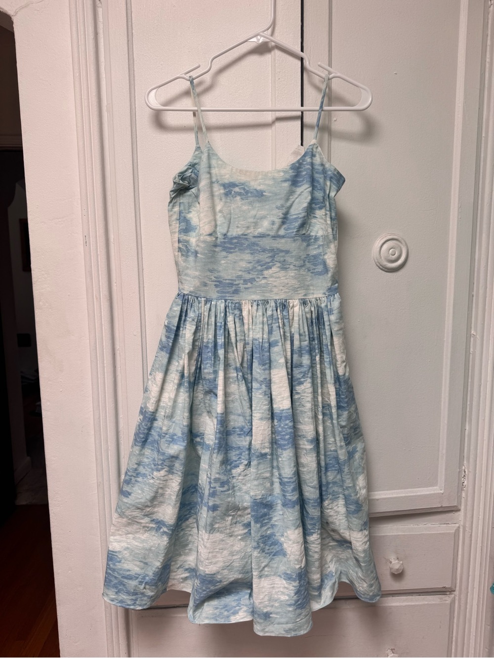 Bernie Dexter  Blue & White Cloud-Print Spaghetti Strap Dress